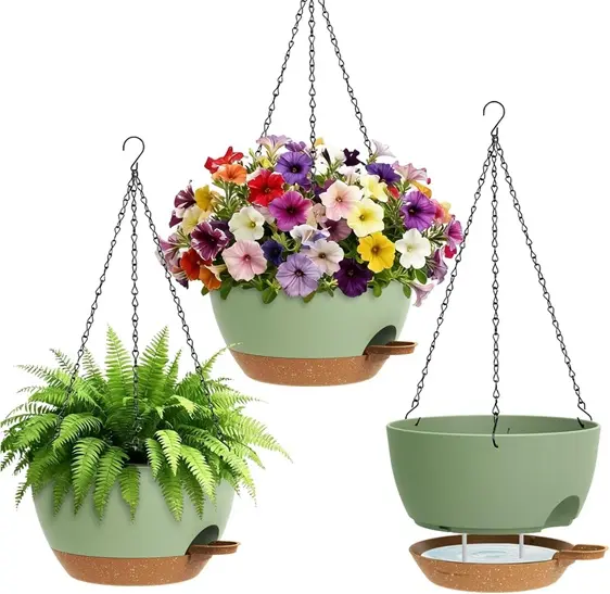 hanging pot with drainage tray suitable for spider plants