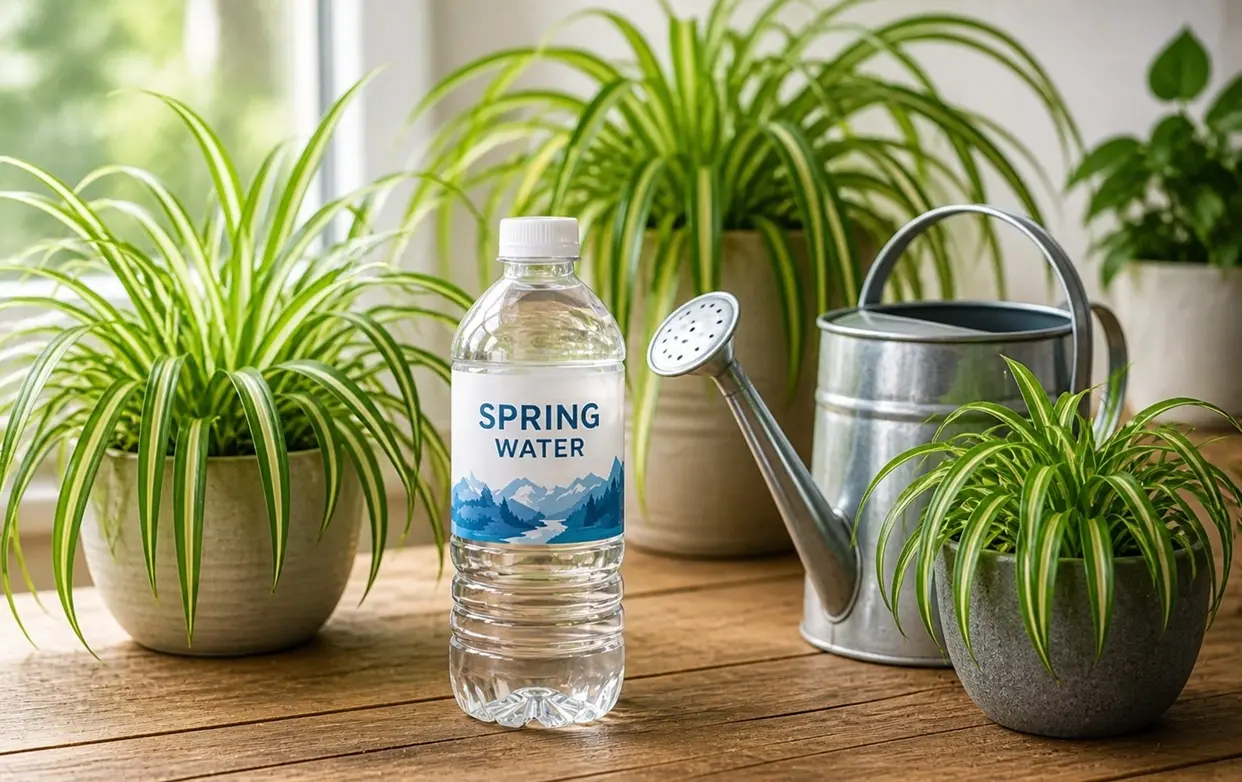 Spring Water is Best for Spider Plants Spring water for spider plants reducing brown tips